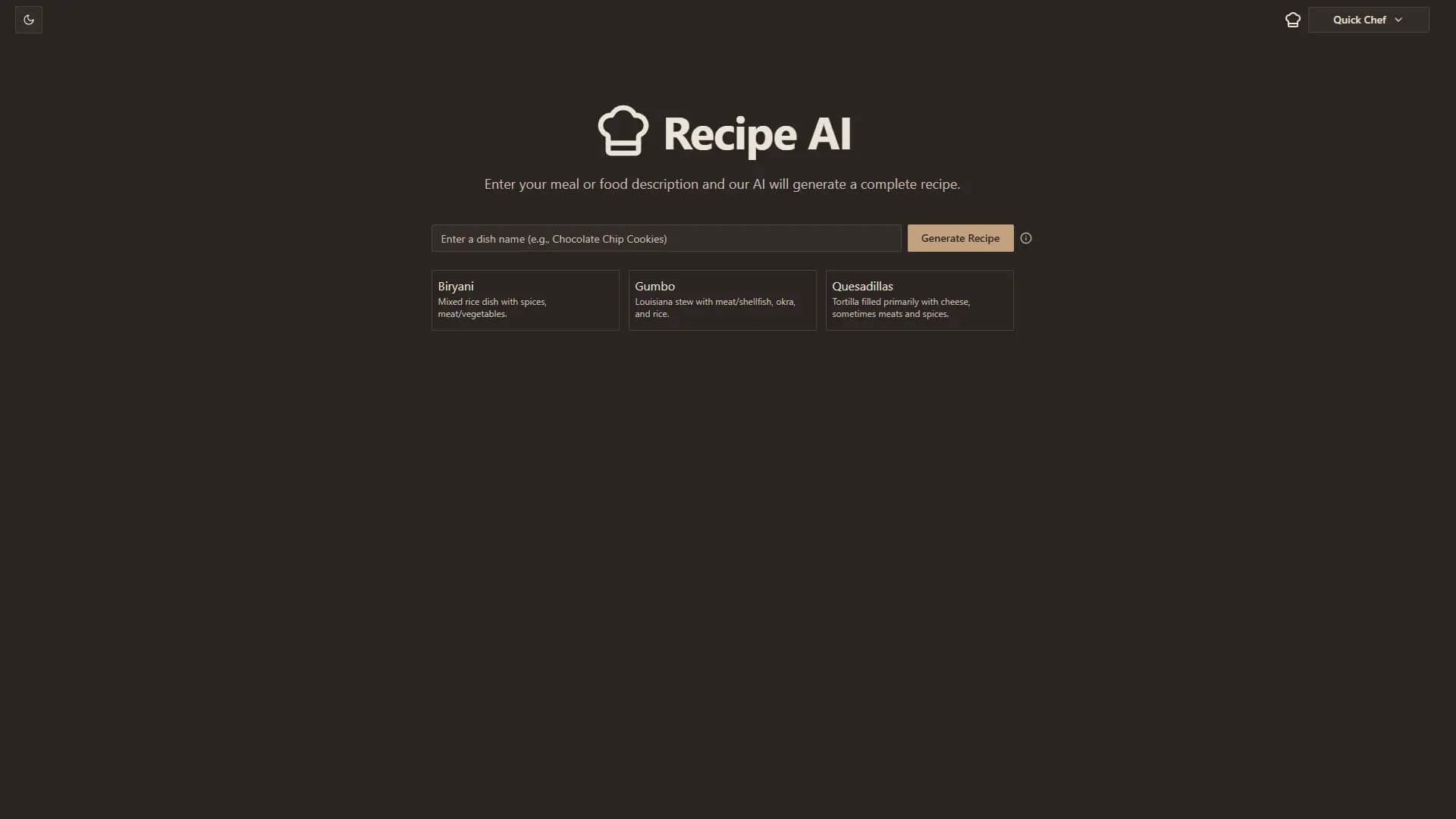 Screenshot of AIRecipe.title project